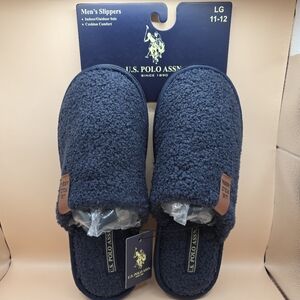 U.S. Polo Assn. Slippers Men's 11-12 Large Blue Slip-on House Shoes